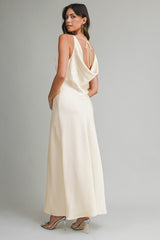 EMILIANA SATIN COWL MIDI DRESS