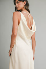 EMILIANA SATIN COWL MIDI DRESS