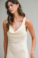 EMILIANA SATIN COWL MIDI DRESS