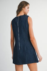 LYANNA POCKET PATCHED DENIM MINI DRESS