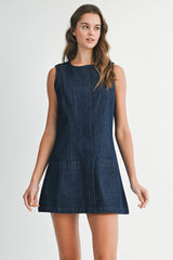 LYANNA POCKET PATCHED DENIM MINI DRESS