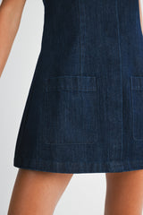 LYANNA POCKET PATCHED DENIM MINI DRESS