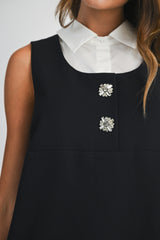 JAZLYNN SLEEVELESS SHIRT COLLAR DRESS
