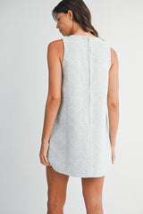 ANSSO TWEED SCALLOP MINI DRESS