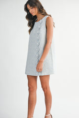 ANSSO TWEED SCALLOP MINI DRESS
