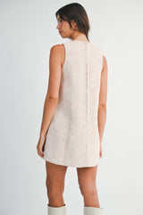 ANSSO TWEED SCALLOP MINI DRESS