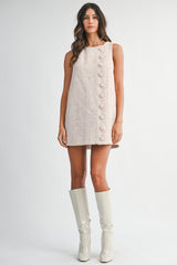 ANSSO TWEED SCALLOP MINI DRESS