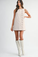 ANSSO TWEED SCALLOP MINI DRESS