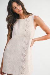 ANSSO TWEED SCALLOP MINI DRESS