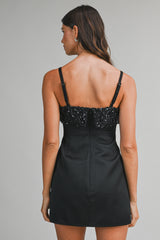 URIELL SEQUIN PEARL BEADED MINI DRESS