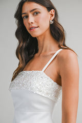 URIELL SEQUIN PEARL BEADED MINI DRESS