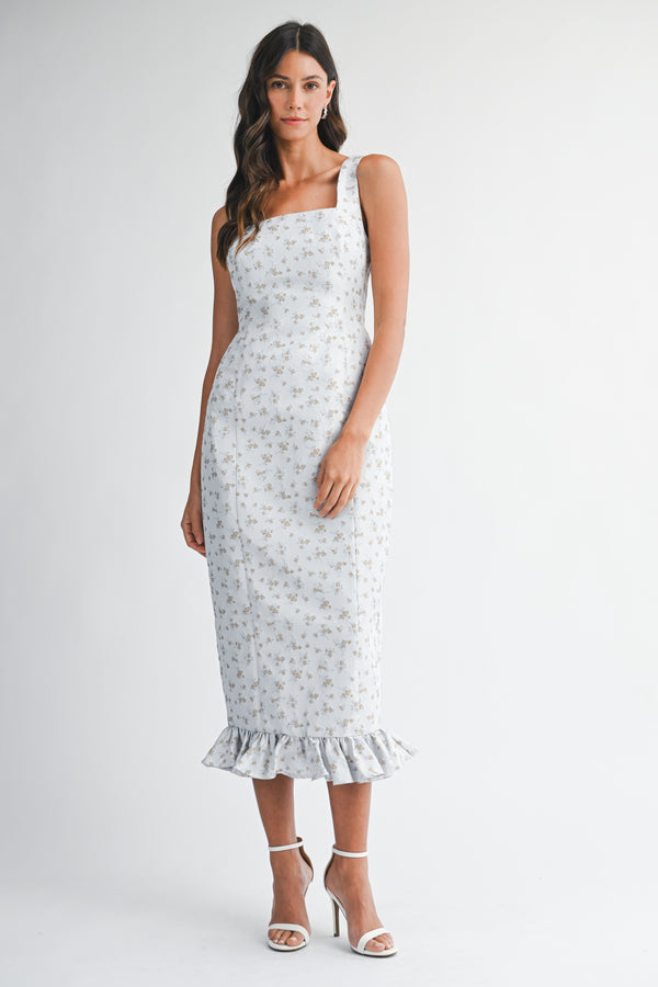 MIRANDA FLORAL JACQUARD MIDI DRESS