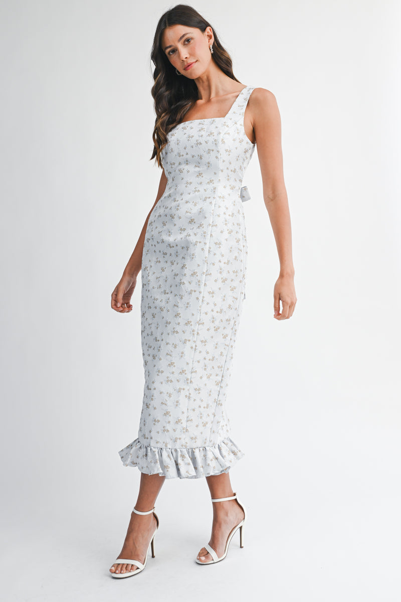 MIRANDA FLORAL JACQUARD MIDI DRESS Mable Clothing MIRANDA FLORAL JACQUARD MIDI DRESS Mable Clothing