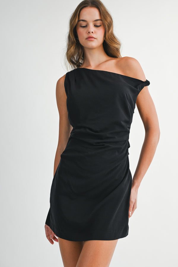 JENNY ONE SHOULDER SLEEVELESS MINI DRESS