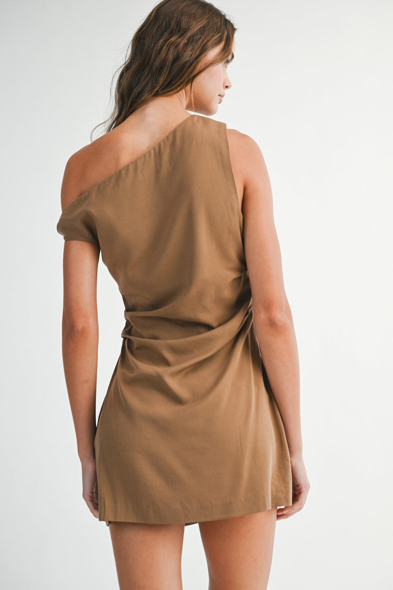 JENNY ONE SHOULDER SLEEVELESS MINI DRESS
