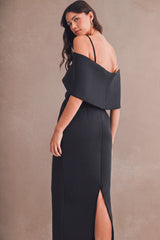 KAITLYN SCUBA OFF SHOULDER STRAP MIDI DRESS