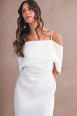 KAITLYN SCUBA OFF SHOULDER STRAP MIDI DRESS