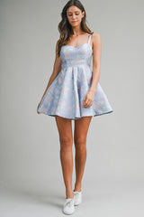 ALYSSA JACQUARD SWEETHEART MINI DRESS