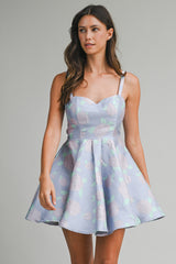ALYSSA JACQUARD SWEETHEART MINI DRESS