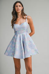 ALYSSA JACQUARD SWEETHEART MINI DRESS