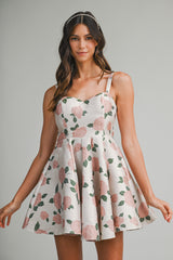 ALYSSA JACQUARD SWEETHEART MINI DRESS