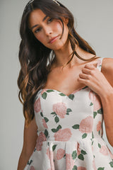 ALYSSA JACQUARD SWEETHEART MINI DRESS