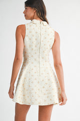 GIDEON TWEED COLLARED SLEEVELESS MINI DRESS