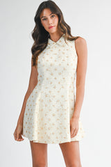 GIDEON TWEED COLLARED SLEEVELESS MINI DRESS