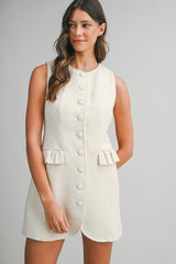 GRACIE TWEED TAILORED FRILL POCKET DRESS