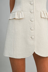 GRACIE TWEED TAILORED FRILL POCKET DRESS
