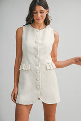GRACIE TWEED TAILORED FRILL POCKET DRESS
