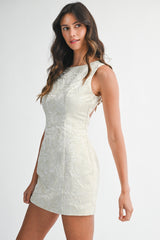 ALEENA FLOWER JACQUARD MINI DRESS