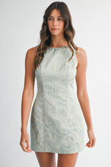 ALEENA FLOWER JACQUARD MINI DRESS