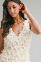 MARIAM APPLIQUE PLUNGE NECK MINI DRESS