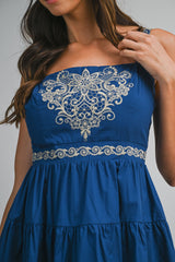 LINDSEY SLEEVELESS EMBROIDERY MINI DRESS