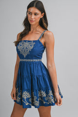 LINDSEY SLEEVELESS EMBROIDERY MINI DRESS