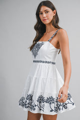 LINDSEY SLEEVELESS EMBROIDERY MINI DRESS