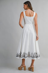 RAVEN EMBROIDERY SLEEVELESS MIDI DRESS
