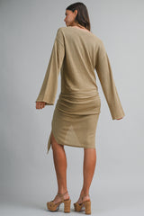 SYLVIA KNITTED PULL ON TIED DETAIL MINI DRESS