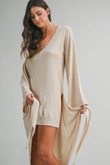 SYLVIA KNITTED PULL ON TIED DETAIL MINI DRESS
