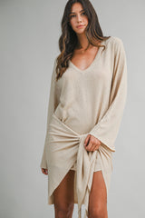 SYLVIA KNITTED PULL ON TIED DETAIL MINI DRESS