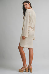 SYLVIA KNITTED PULL ON TIED DETAIL MINI DRESS