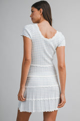 ANNA SCALLOP DETAIL KNITTED MINI DRESS