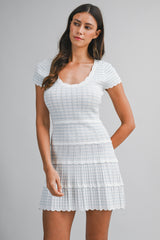 ANNA SCALLOP DETAIL KNITTED MINI DRESS