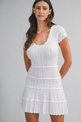ANNA SCALLOP DETAIL KNITTED MINI DRESS