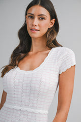 ANNA SCALLOP DETAIL KNITTED MINI DRESS
