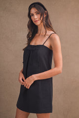 CORA LINEN BOW DETAILED MINI DRESS