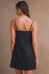 CORA LINEN BOW DETAILED MINI DRESS