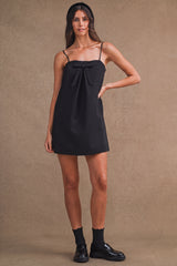 CORA LINEN BOW DETAILED MINI DRESS