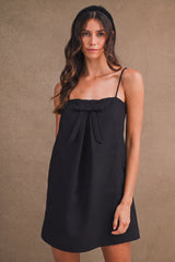 CORA LINEN BOW DETAILED MINI DRESS
